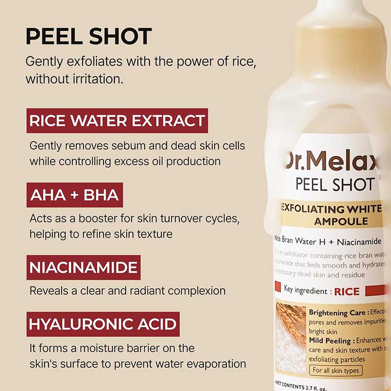 آمپول لایه‌بردار و روشن‌کننده برنج دکتر ملاکسین مدل Peel Shot